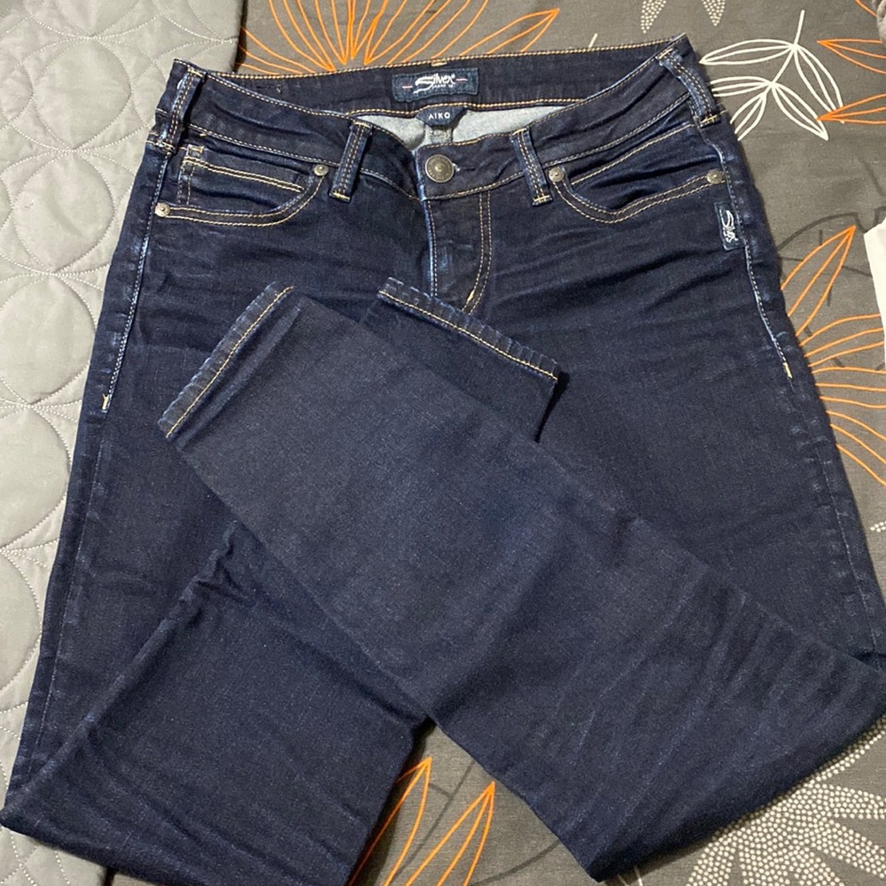 Sz 29/27🇨🇦⭐️Silver Aiko Dark Wash Mid -Rise Crop Skinny Jeans